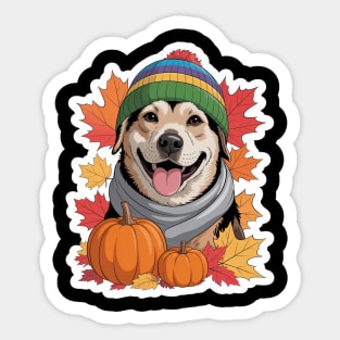 Autumn Fall Otterhound Dog Owner Thanksgiving Mom Dad Cozy Sticker
